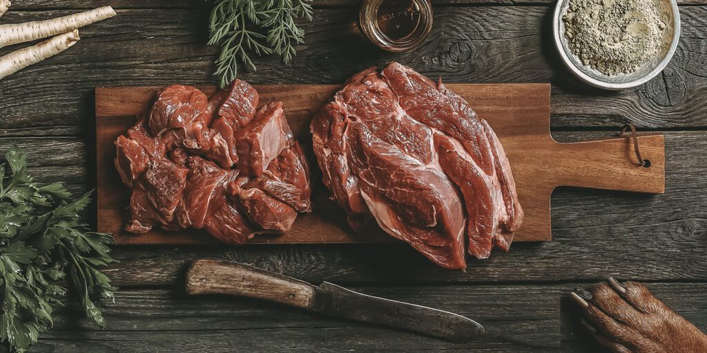 Wildfleisch für Hunde mit Hundepfote