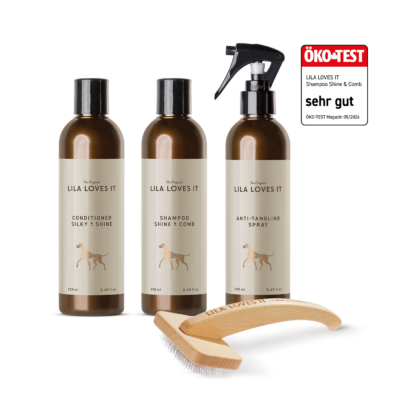 Langhaar Bürsten und Pflege Set für Hunde von LILA LOVES IT mit dem Öko-Test Siegel 2026