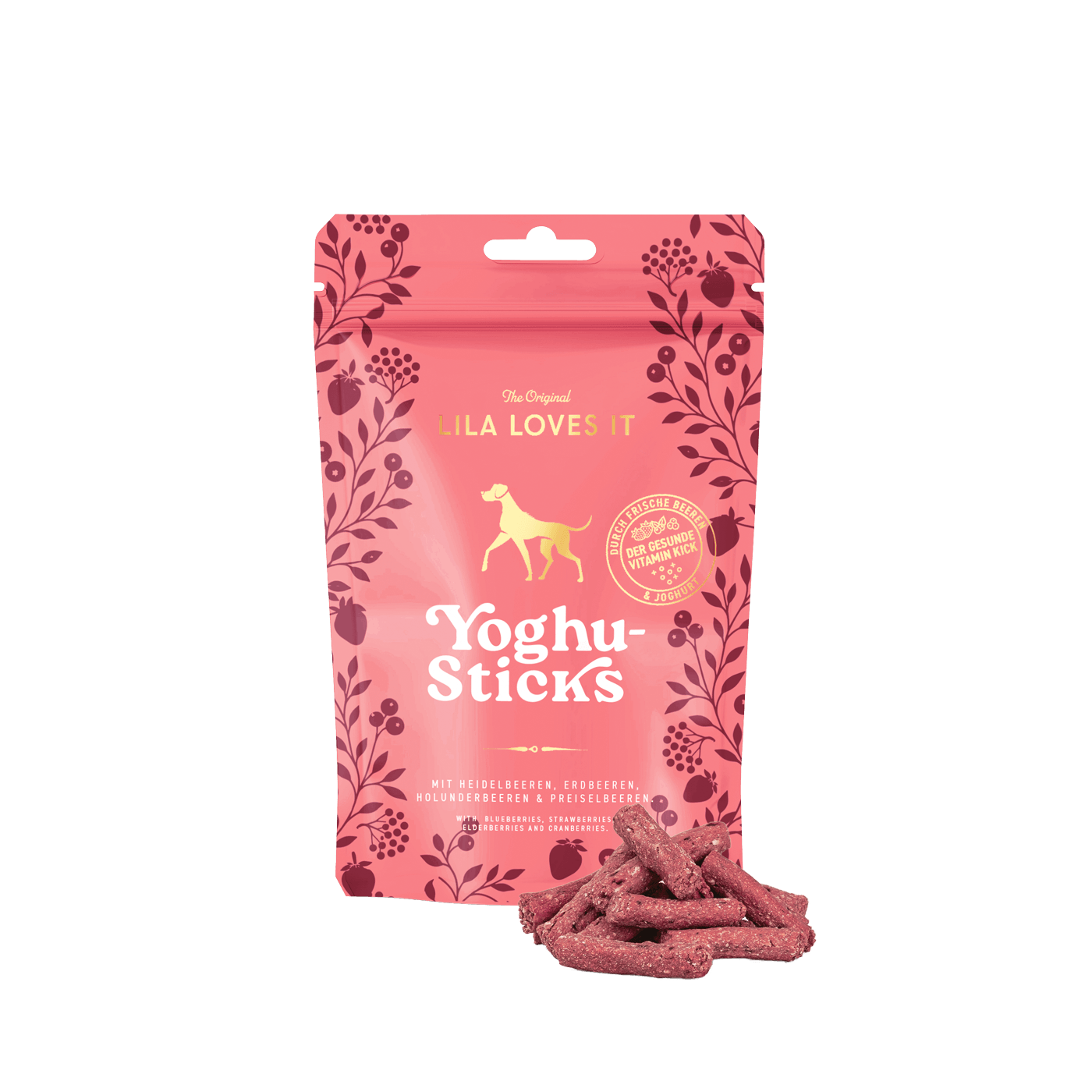 RS6260_Yoghu-sticks Produktbild der Yoghu-Sticks mit Beeren im Beutel von LILA LOVES IT