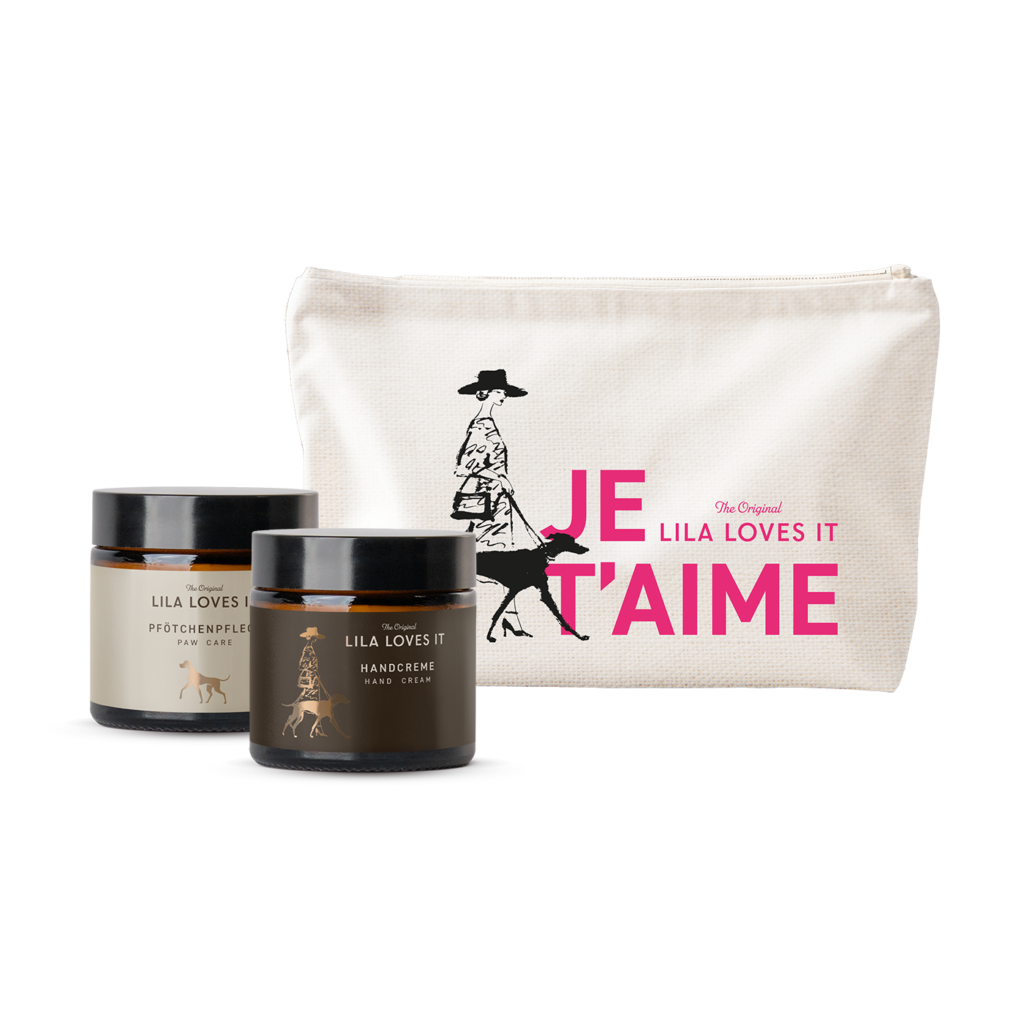 Weihnachtsgeschenk Set von LILA LOVES IT für Mensch und Hund mit Handcreme und Pfotenpflege.