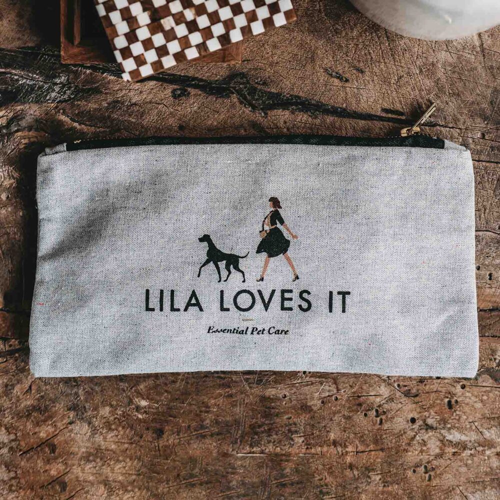 Lila Beauty Bag für Hundehalter handgefertigt